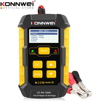Konnwei KW510 12V 5A Volledige Automatische Auto Batterij Tester Pulse Reparatie Lader Nat Droog Lood-zuur Auto Batterij Reparatie tool Agm Gel AU plug