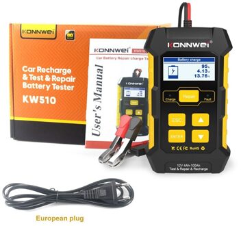 Konnwei KW510 12V Auto Opladen Tool Auto Batterij Tester Voor 12V Auto Test Reparatie Recharge Batterij Tester Eu plug