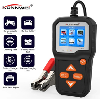KONNWEI KW650 Motorcycle Car Battery Tester for 6V 12V 100 to 2000 CCA Battery Analyzer Quick Cranking Charging Diagnostic Tool