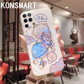Konsmart Telefoon Case Realme C21 Glitter Rhinestone Silicone Blauw Licht Back Cover Realmec21 Softcase Fundas Balloon girl