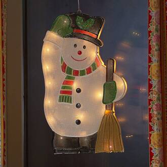 Konst Smide Raamdecoratie Sneeuwpop Led 46 X 28 Cm Wit
