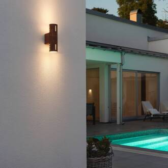 Konstsmide Buitenwandlamp Cuneo, roestkleurig, 25 cm, metaal, up/down roestkleurig, opaal