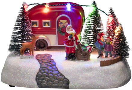 Konstsmide Konstsmide?Kerstdorp kerstman met caravan - 18,5 cm - met led verlichting - kerstbeeldje