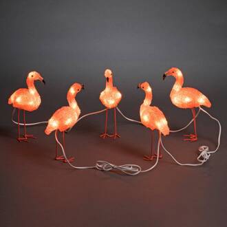 Konstsmide LED Partysnoer Flamingo 5m/5 lampjes Oranje, Roze