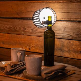 Konstsmide LED tafellamp Bottle, zwart, aluminium, IP54, dimmer, CCT