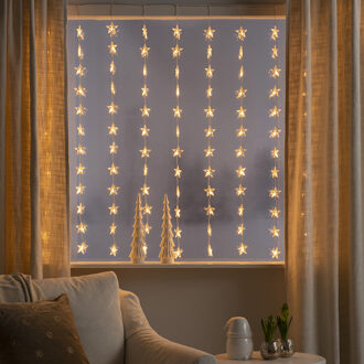 Konstsmide Lichtgordijn met sterren voor binnen - Sterren - Extra warm wit - 1.4 x 1.2 meter - 120 LEDs - Kerstverlichting