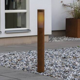 Konstsmide Tuinpadverlichting Pistoia, roestkleurig, hoogte 95 cm, metaal, IP54 roestkleurig, opaal