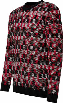 Kontrast ronde hals trui Zwart/rood - XL