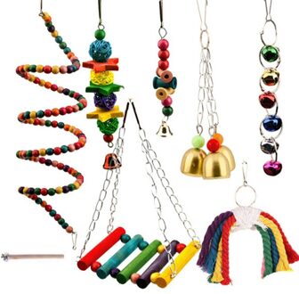 Kooi Accessoires Vogel Klimmen Speelgoed Papegaai Zitstokken Papegaai Beet Speelgoed Opknoping Kleurrijke Speelgoed Voor Birdcage Stand Vogel