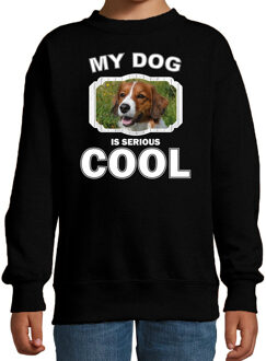 Kooiker honden trui / sweater my dog is serious cool zwart - kinderen - Kooikerhondjes liefhebber cadeau sweaters 9-11 jaar (134/146)