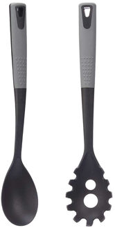 Kook/keuken gerei - set van 2x stuks - zwart/grijs - kunststof - keuken/kook accessoires