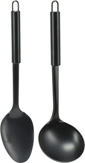 kook/keuken gerei - set van 2x stuks - zwart - RVS - keuken/kook accessoires