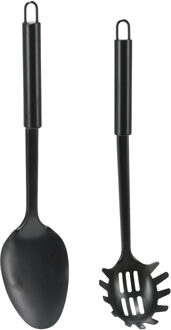 kook/keuken gerei - set van 2x stuks - zwart - RVS - keuken/kook accessoires