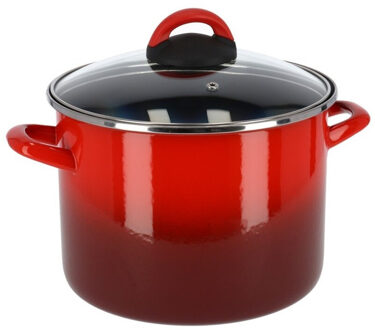 Kookpan Cuenca - rood - 5,8L- RVS - glazen deksel - 23 cm