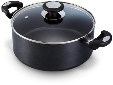 Kookpan met deksel 20cm zwart