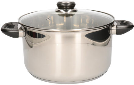Kookpan - RVS - met glazen deksel - 24 cm - 5 liter - o.a. voor inductie en gas