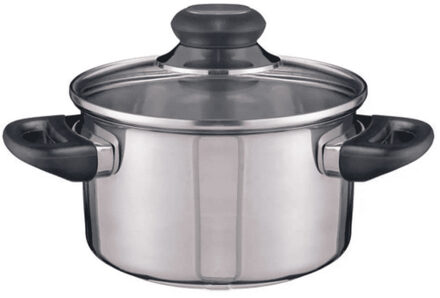 Kookpannetje - met glazen deksel - D16 cm - RVS - keramisch, elektrisch, inductie en gasfornuis