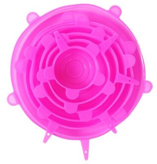 Kookpot Deksel 6 Stks/partij Universal Siliconen Zuig Deksel-Kom Pan Stretch Deksels Siliconen Pan Koken Onderdelen Spill Stopper cover 6stk roze