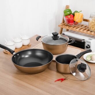 Kookpotten Set 3 Pcs Non Stick Pannenset Wok Pan Soep Pot Melk Pot Voor Home Kitchen Restaurant Vaatwasser non-stick Pot