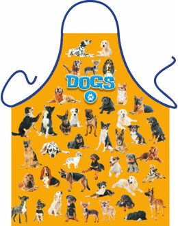 Kookschort met hondenprint - polyester - 94 x 57 cm - honden liefhebber - koken - keuken