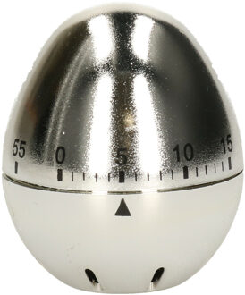 Kookwekker/eierwekker ei vorm 7 cm zilver