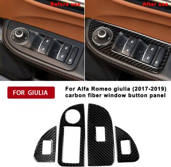 Koolstofvezel Auto Interieur Decoratie Voor Alfa Romeo Giulia Venster Knop Panel Versnellingspook Panel Binnendeur Kom sticker window button
