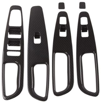 Koolstofvezel Auto Venster Lift Schakelaar Knop Cover Trim Armsteun Panel Frame Accessoires Voor Hyundai Santa Fe +