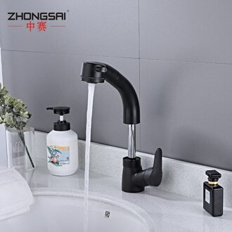 Koper Body Black Trekken Wastafel Kraan, Warm En Koud Wastafel Kraan, Lifting Shampoo, Telescopische Rotatie