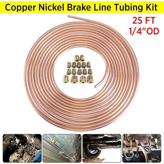 Koper Nikkel Remleiding Tubing Kit 1/4Inch Od 25 Ft Coil Roll Buis & 16 Pcs Buis moer Fittings