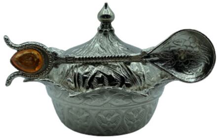 Koper Suikerpot Met Lepel Set licht grijs