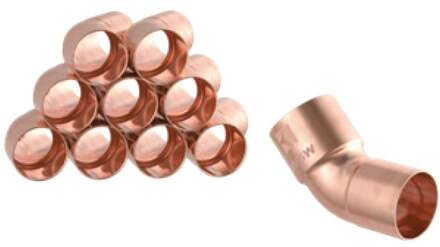 Koperbocht 45°, blank, 15 mm, 1 socket (5040) (10x) - 98914760