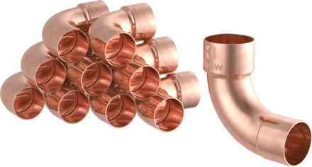 Koperbocht 90°, blank, 15 mm, 1 socket, (5001a) (10x) - 989027655