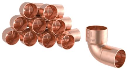 Koperen bocht 90°, blank, 18 mm, 1 socket (5092) (10x) - 989268655