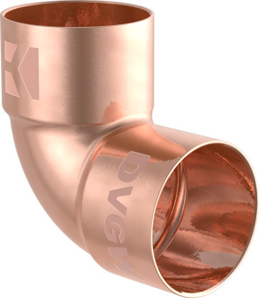 Koperen bocht 90°, blank, 22 mm, 2 sockets, (5090) - 989035017