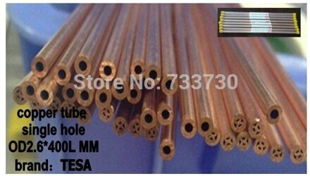 Koperen Buis OD2.6 * 400Lmm enkel gat voor EDM boormachines MOQ: 30 stks