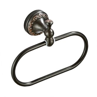 Koperen Handdoek Ring Ovale Handdoekenrek Haak Moderne Muur Gemonteerde Handdoek Plank Houder Handdoek Opknoping Rack Retro Craft Voor thuis Badkamer zwart