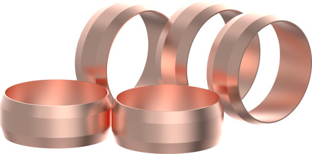 Koperen klemring, blank, 22 mm, klemkoppeling voor koperen buis (5x) - 989461517