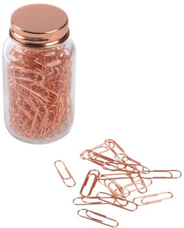 Koperen paperclips in glazen pot - 400x stuks - Bureau/kantoorbenodigdheden