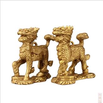 Koperen Standbeeld Kaiguang Zuiver Koper Kirin Ornament Een Paar Acht Trigrammen Kirin Sleutel Hanger Opknoping Acht Trigrammen Kirin Huis lang 4.5cm