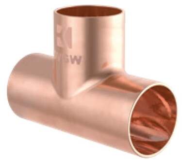 Koperen T-stuk, blank, 12 mm, 3 sockets, (5130) - 989042055