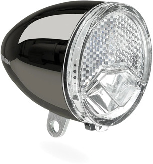 koplamp 606 E-bike 6-48 volt donker chroom 15 lux Zwart