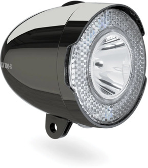 koplamp 706-B Retro 15 lux led batterij chroomzwart