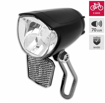 Koplamp e-bike led 70 lux zwart