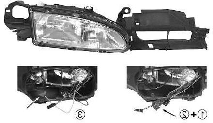 KOPLAMP RECHTS tot '10/94 +ELEKTRISCHREG. 2XH1