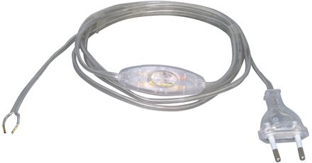 Kopp Aansluitkabel + Europese Stekker / Snoerschakelaar 2m Transparant