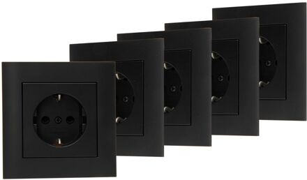 Kopp Athenis Stopcontact 1-voudig Geaard Mat-zwart 4+1 Gratis