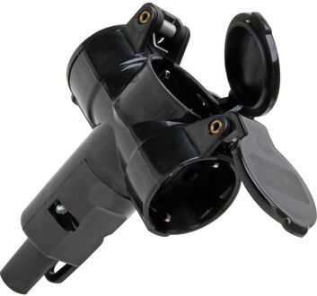 Kopp Contrastekker Randaarde 3-voudig Met Deksel Zwart