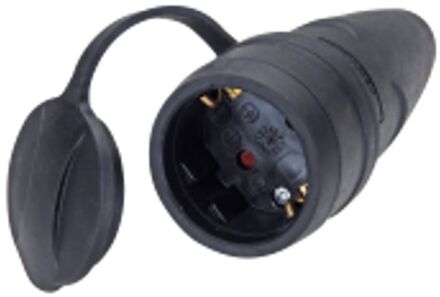 Kopp Contrastekker Randaarde, Rubber, Groot Model, Zwart