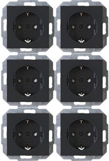 Kopp Inbouwstopcontact Athenis 1-polig Randaarde Antraciet Ip20 6 Stuks