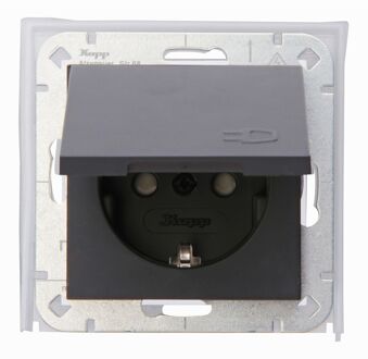 Kopp Inbouwstopcontact Athenis Met Aarde (randaarde) 1-polig Antraciet Ip20